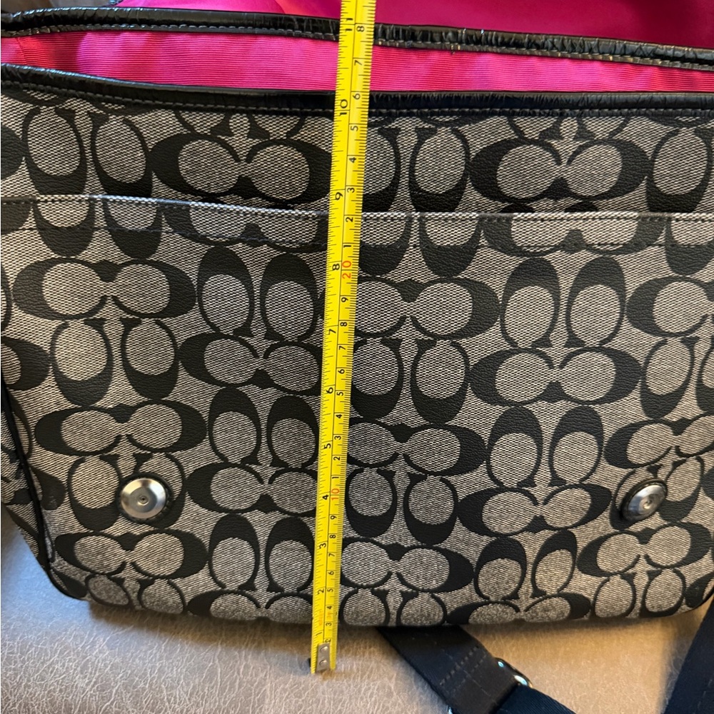 Coach Signature Jacquard Crossbody Bag in Charcoal and Black, diaper bag - Picture 6 of 13